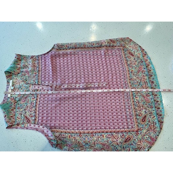 Fun2Fun Flutter Sleeve Womens Blouse Pink Paisley Floral V-Neck L Top Stitch Fix - Picture 2 of 7